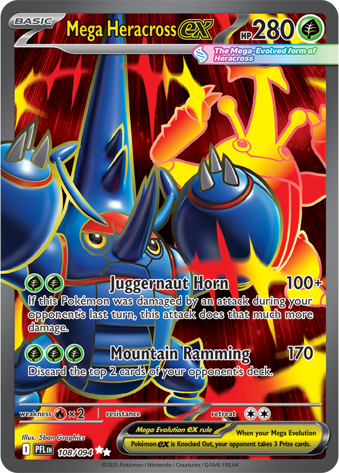 Mega Heracross EX - ME Phantasmal Flames - 108/094 (Full Art)