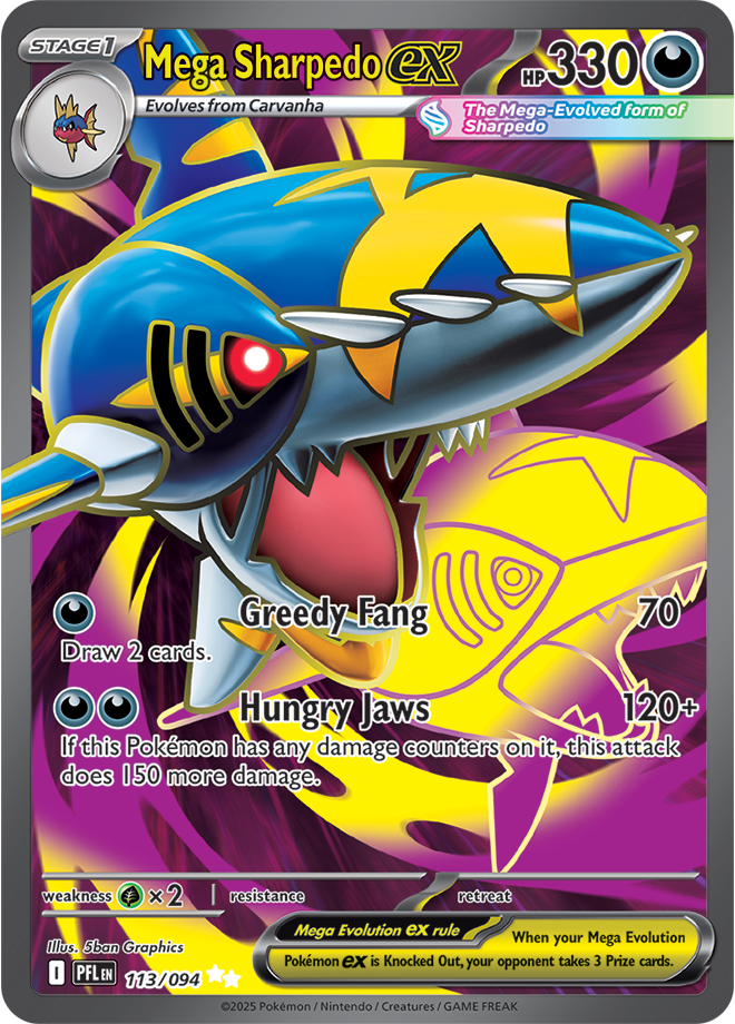 Mega Sharpedo EX - ME Phantasmal Flames - 113/094 (Full Art)